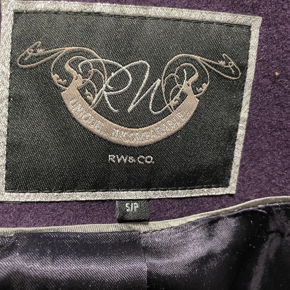 RW&CO Deep Purple Wool Blend Pea Coat with Belt ~ size Small - Picture 13 of 14